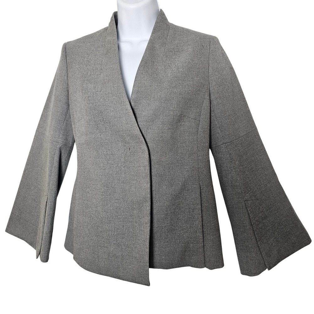Banana Republic Womens Bell Sleeve Blazer 2P Gray Modern Minimalist Professional